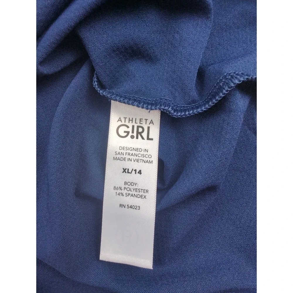 Lot of 2 - Athleta Girl School Day Uniform Long Sleeve Polo Navy Blue Size XL/14